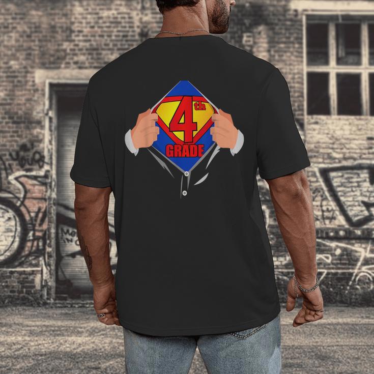 Teachers Are Superheroes 4th Grade Super Teacher Staff Men Women Men's Back Print T-Shirt, funny design