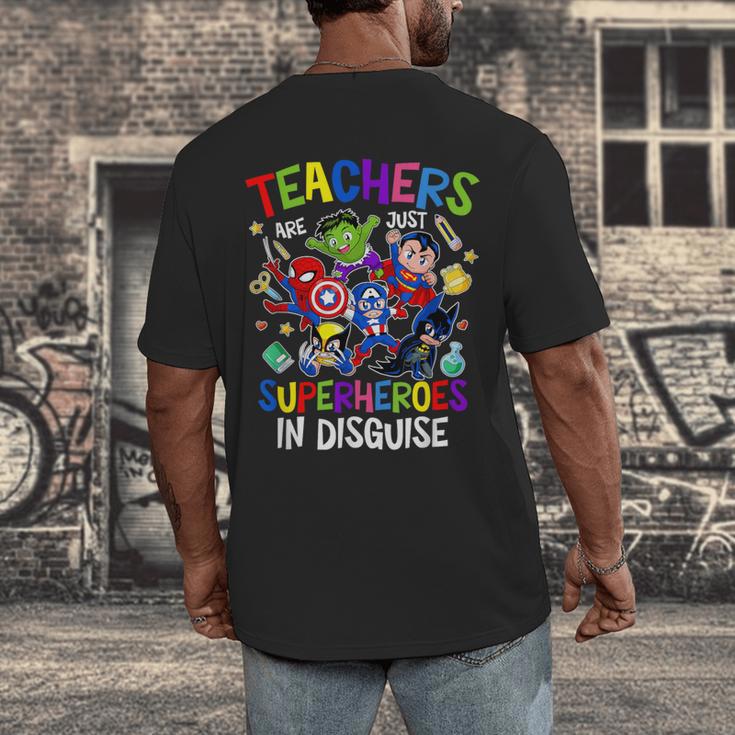 Teachers Are Superheroes Back To School Men's Back Print T-Shirt, funny design Teachers Are Superheroes Back To School Men's Back Print T-Shirt, funny design