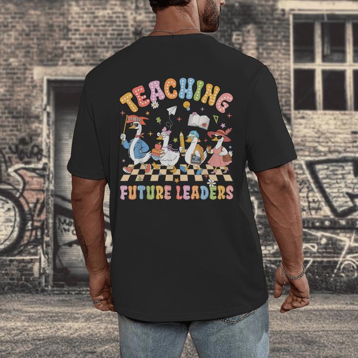 Teaching Future Leaders Teacher Back To School Cute Goose Men's Back Print T-Shirt, funny design Teaching Future Leaders Teacher Back To School Cute Goose Men's Back Print T-Shirt, funny design