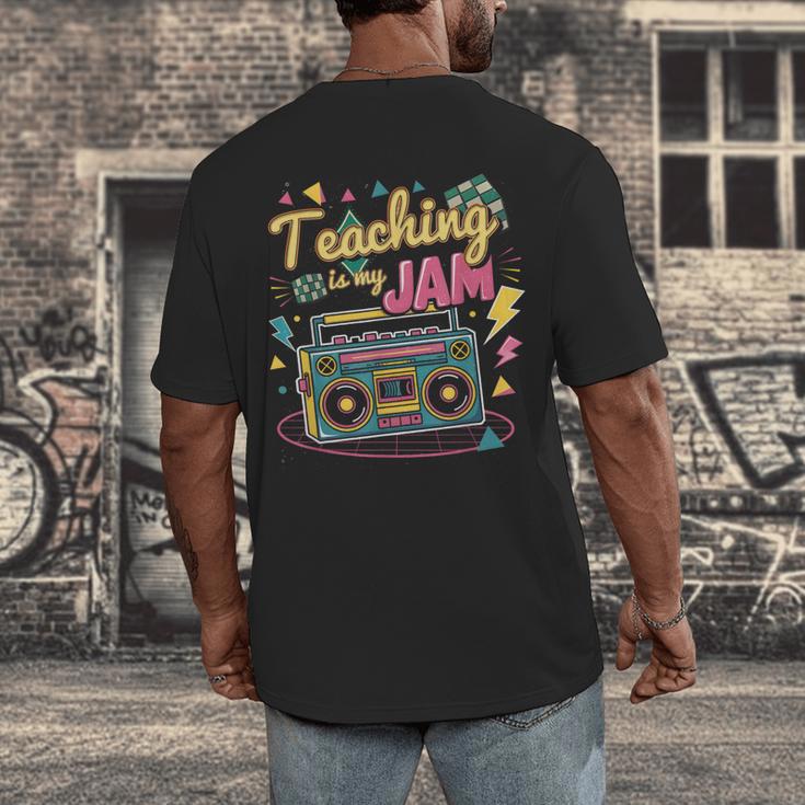 Teaching Is My Jam Groovy Retro Teacher Back To School Men's Back Print T-Shirt, funny design Teaching Is My Jam Groovy Retro Teacher Back To School Men's Back Print T-Shirt, funny design