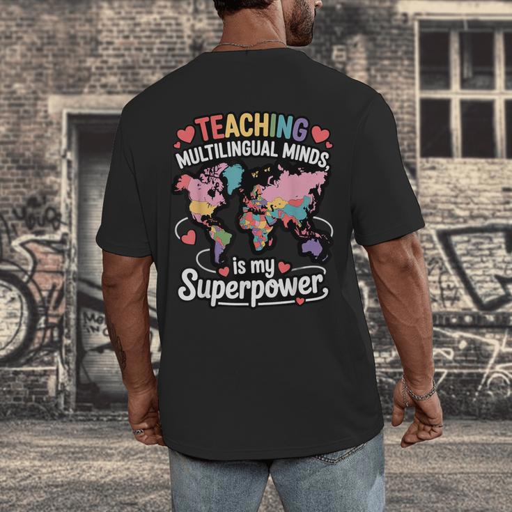 Teaching Multilingual Minds Learners English ESL Teacher Men's Back Print T-Shirt, funny design Teaching Multilingual Minds Learners English ESL Teacher Men's Back Print T-Shirt, funny design