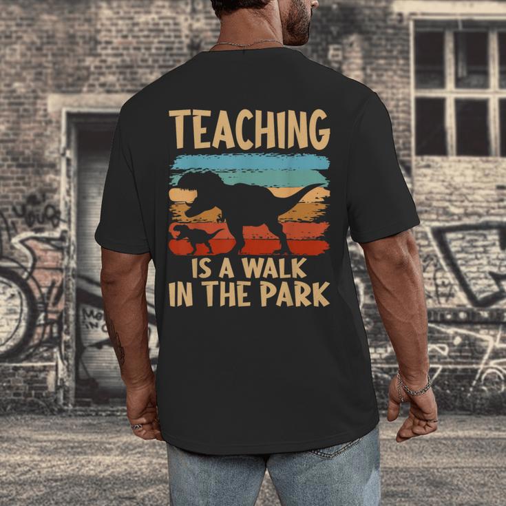 Teaching Is a Walk In Park Dinosaur Teacher Men's Back Print T-Shirt, funny design