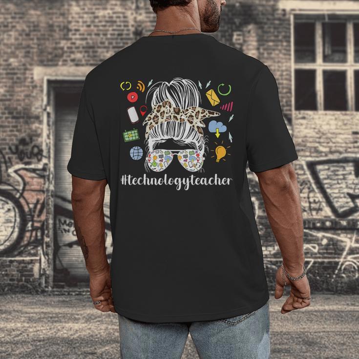 Technology Teacher Messy Bun Technology Teaching Men's Back Print T-Shirt, funny design