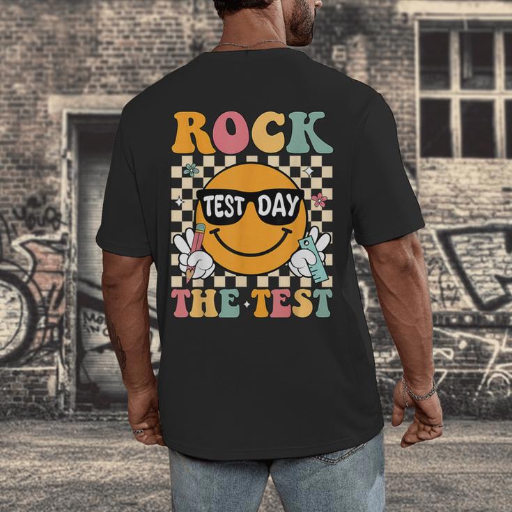 Test Day Rock The Test Teacher Testing Day You Got This Men's Back Print T-Shirt, funny design