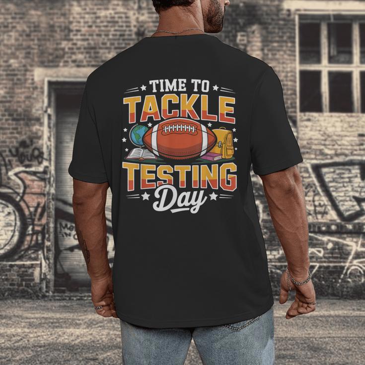Test Day State Football Tackle Testing Day Sports Teacher Men's Back Print T-Shirt, funny design