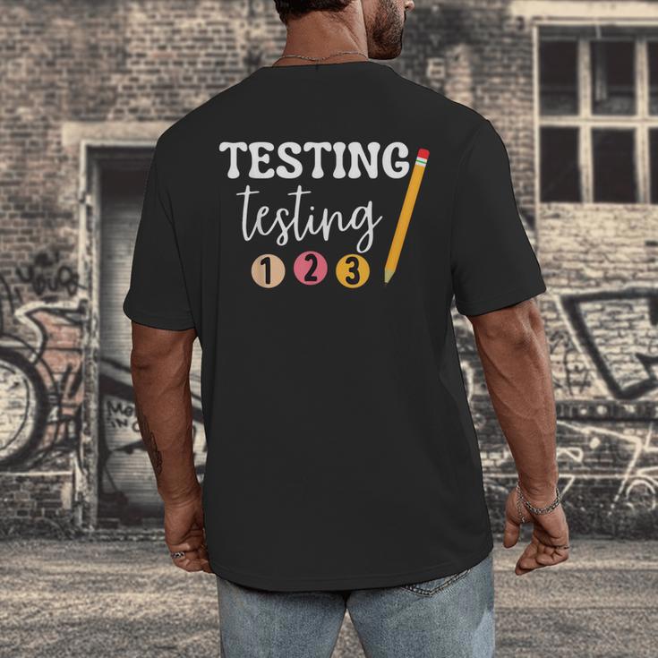 Testing Testing 123 Cute Math Teacher Student Test Day Men Women Girls Kids Men's Back Print T-Shirt, funny design Testing Testing 123 Cute Math Teacher Student Test Day Men Women Girls Kids Men's Back Print T-Shirt, funny design