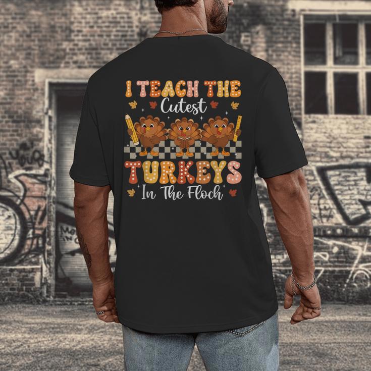 Thanksgiving Teacher I Teach The Cutest Turkeys In The Flock Men's Back Print T-Shirt, funny design Thanksgiving Teacher I Teach The Cutest Turkeys In The Flock Men's Back Print T-Shirt, funny design