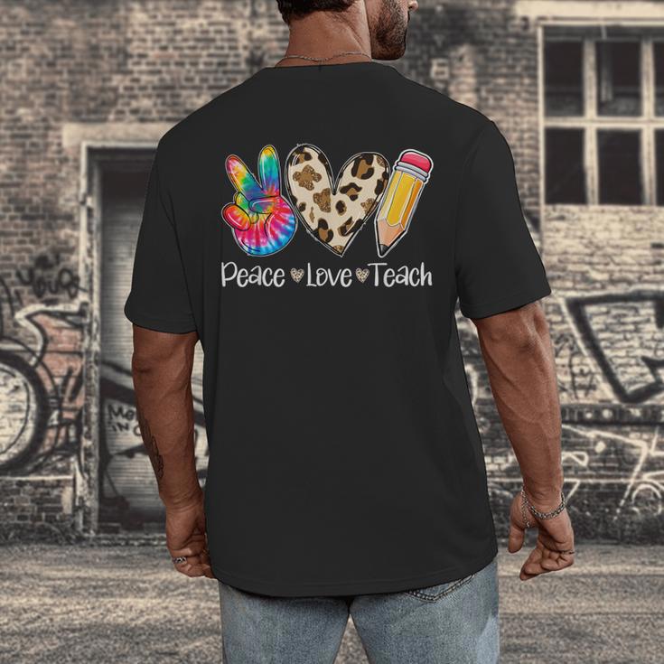 Tie Dye Hippie Peace Love Teach Teacher Appreciation Men's Back Print T-Shirt, funny design
