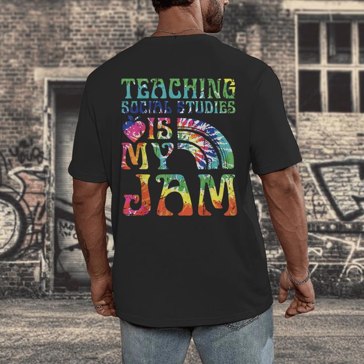 Tie Dye Teaching Social Studies Is My Jam Sunglasses Teacher Men's Back Print T-Shirt, funny design Tie Dye Teaching Social Studies Is My Jam Sunglasses Teacher Men's Back Print T-Shirt, funny design