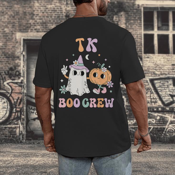 TK Boo Crew Retro Groovy Halloween Floral Ghost TK Teacher Men Women Kids Men's Back Print T-Shirt, funny design