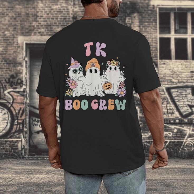 TK Boo Crew Retro Groovy Halloween Floral Ghost TK Teacher Men's Back Print T-Shirt, funny design TK Boo Crew Retro Groovy Halloween Floral Ghost TK Teacher Men's Back Print T-Shirt, funny design