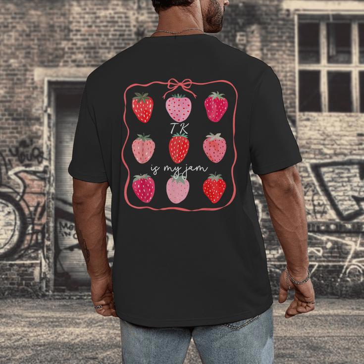 TK Is My Jam Transitional Kindergarten TK Teacher Strawberry Men's Back Print T-Shirt, funny design