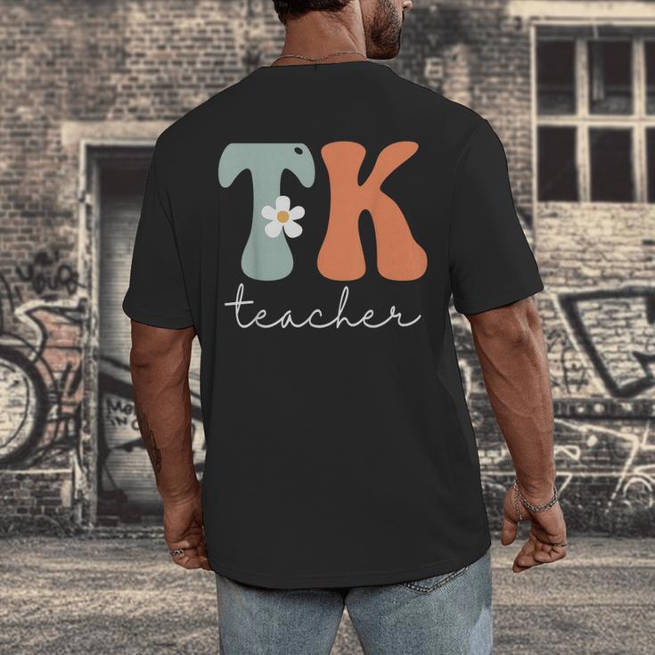 TK Teacher Retro Groovy Vintage Happy First Day Of School Men's Back Print T-Shirt, funny design TK Teacher Retro Groovy Vintage Happy First Day Of School Men's Back Print T-Shirt, funny design