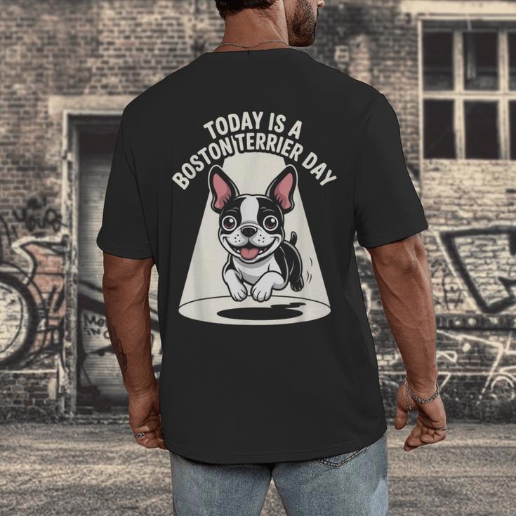 Today Is A Boston Terrier Day Cute Dog Lover Cartoon Men's Back Print T-Shirt, funny design