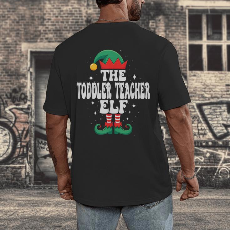 The Toddler Teacher Elf Christmas Matching Family Men's Back Print T-Shirt, funny design