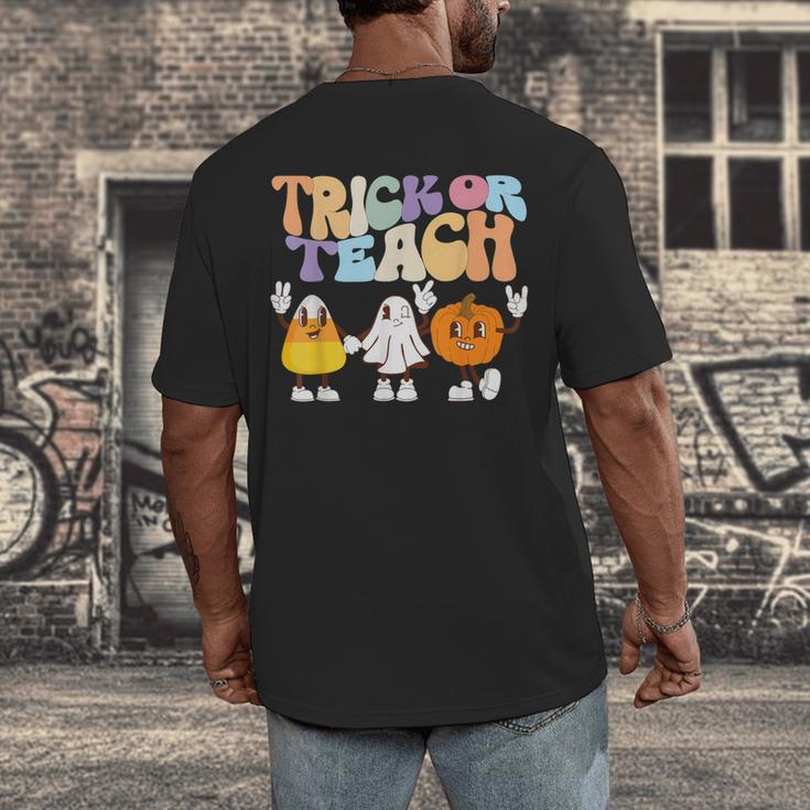 Trick Or Teach Cute Halloween Teacher Men's Back Print T-Shirt, funny design Trick Or Teach Cute Halloween Teacher Men's Back Print T-Shirt, funny design