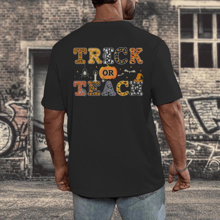 Trick Or Teach Funny School Teacher Halloween Costume Men's Back Print T-Shirt, funny design