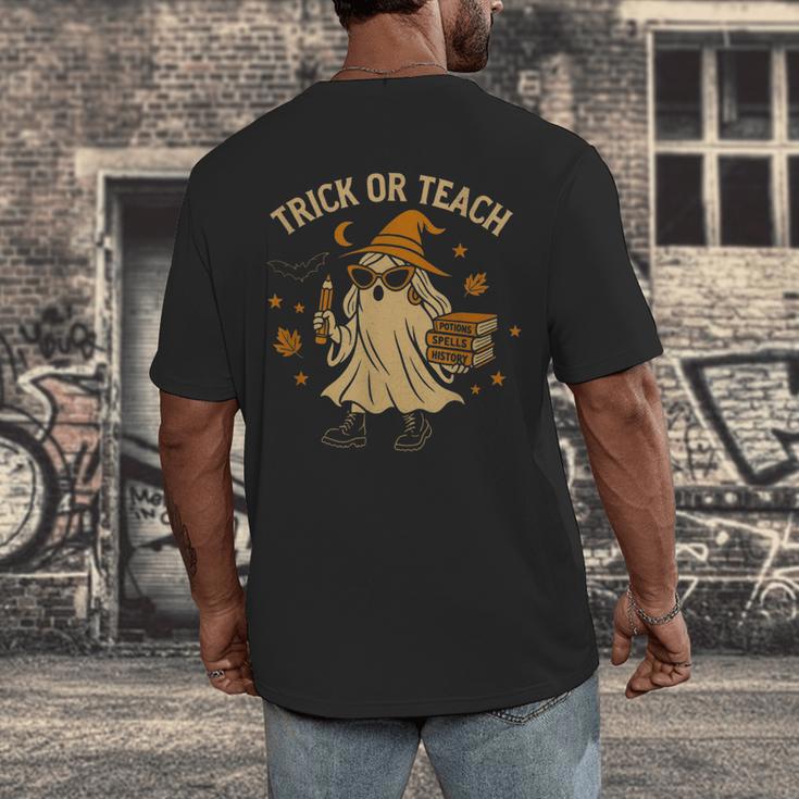 Trick Or Teach Halloween Teacher Men's Back Print T-Shirt, funny design Trick Or Teach Halloween Teacher Men's Back Print T-Shirt, funny design