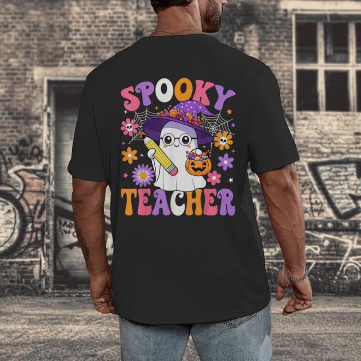 Trick Or Teach Spooky Teacher Ghost Halloween Teacher Men's Back Print T-Shirt, funny design Trick Or Teach Spooky Teacher Ghost Halloween Teacher Men's Back Print T-Shirt, funny design
