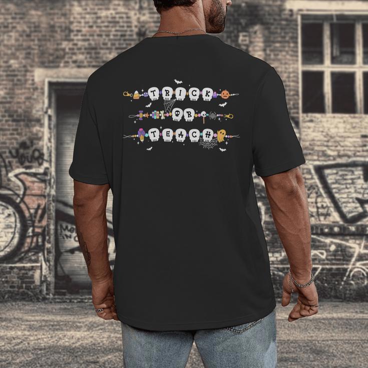 Trick Or Teach Spooky Teacher Happy Halloween Bracelet Men's Back Print T-Shirt, funny design Trick Or Teach Spooky Teacher Happy Halloween Bracelet Men's Back Print T-Shirt, funny design
