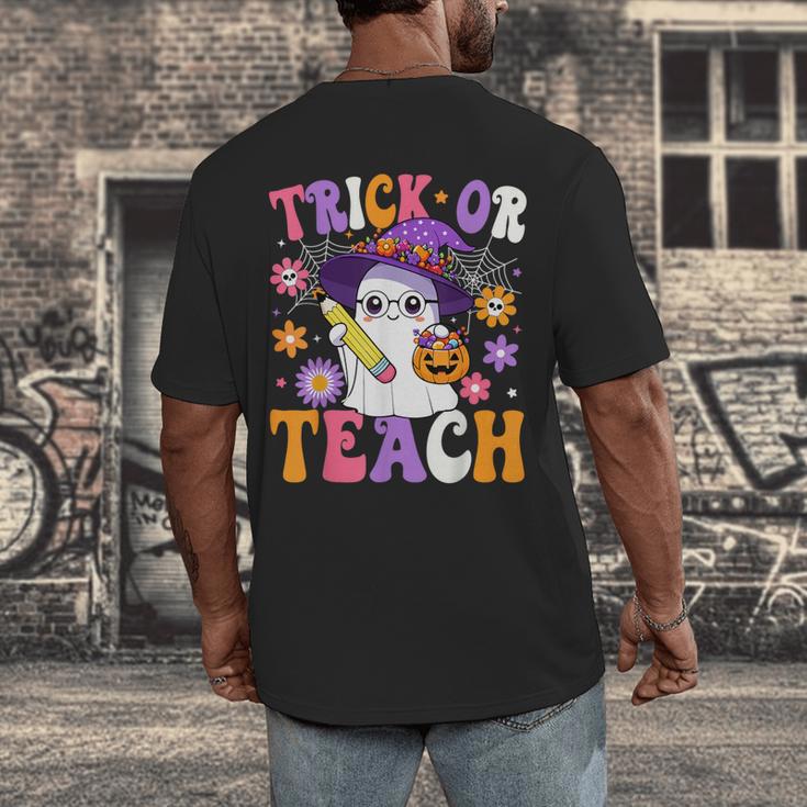 Trick Or Teach Teacher Ghost Teaching Fun Halloween Teacher Men's Back Print T-Shirt, funny design Trick Or Teach Teacher Ghost Teaching Fun Halloween Teacher Men's Back Print T-Shirt, funny design
