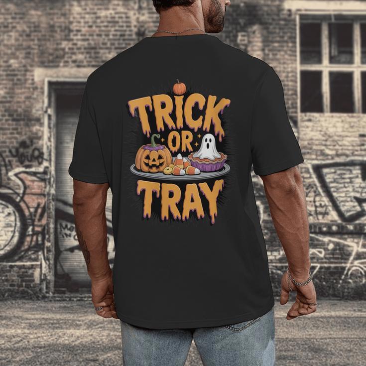 Trick Or Tray Halloween Cafeteria Teacher School Men's Back Print T-Shirt, funny design Trick Or Tray Halloween Cafeteria Teacher School Men's Back Print T-Shirt, funny design