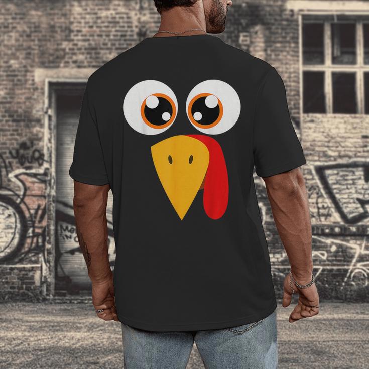 Turkey Face Halloween Costume Thanksgiving Teacher Nurse Men's Back Print T-Shirt, funny design