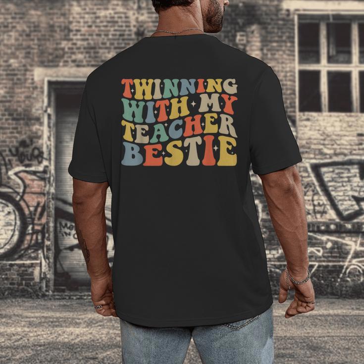 Twin Day Friends Teacher Twinning With My Bestie Matching Men's Back Print T-Shirt, funny design Twin Day Friends Teacher Twinning With My Bestie Matching Men's Back Print T-Shirt, funny design