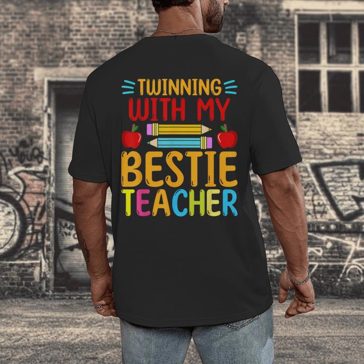 Twinning With My Bestie Teacher Boy Spirit Week Twin Day Men's Back Print T-Shirt, funny design
