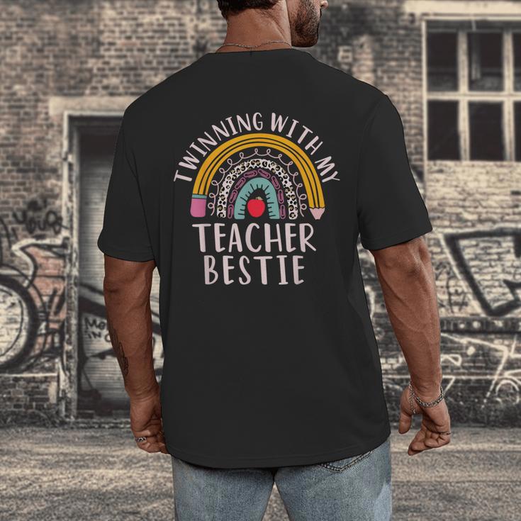 Twinning With My Teacher Bestie Spirit Week Girls Day Kids Men's Back Print T-Shirt, funny design Twinning With My Teacher Bestie Spirit Week Girls Day Kids Men's Back Print T-Shirt, funny design