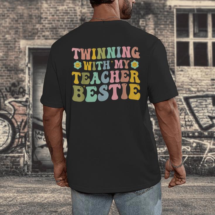 Twinning With My Teacher Bestie Twin Day Matching Teachers For Men Women Girls Kids Men's Back Print T-Shirt, funny design