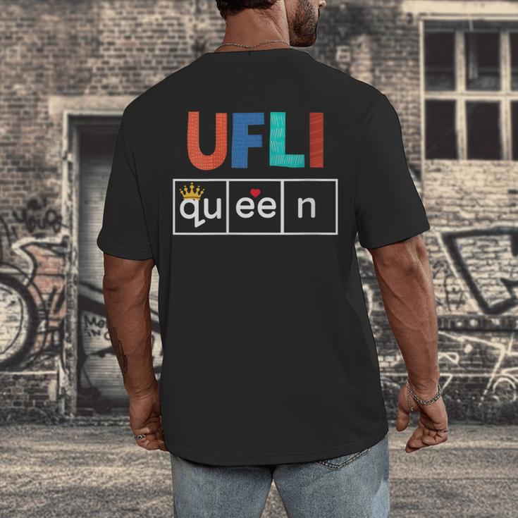 UFLI Queen Science Of Reading Literacy Teacher Appreciation Men's Back Print T-Shirt, funny design UFLI Queen Science Of Reading Literacy Teacher Appreciation Men's Back Print T-Shirt, funny design