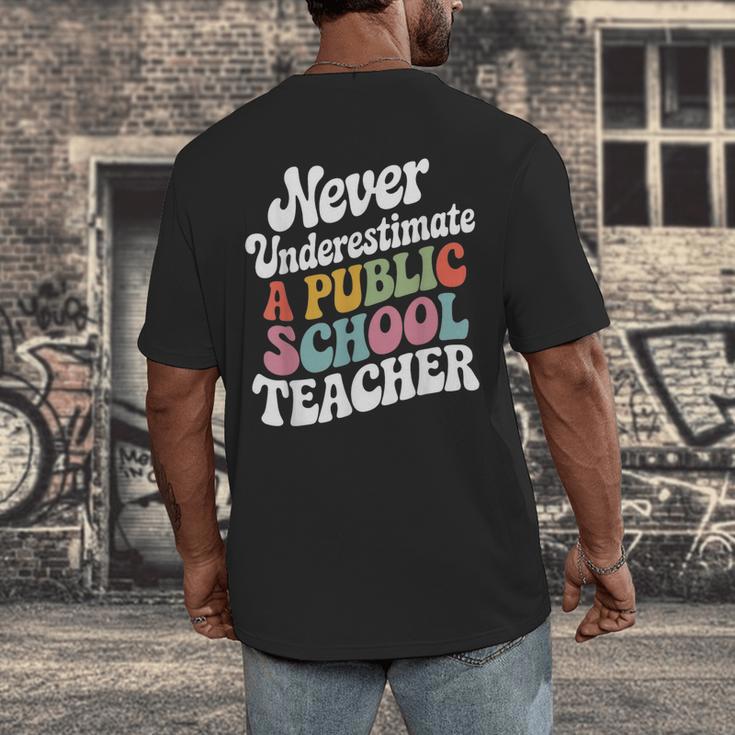 Never Underestimate a Public School Teacher Public Education Men's Back Print T-Shirt, funny design Never Underestimate a Public School Teacher Public Education Men's Back Print T-Shirt, funny design