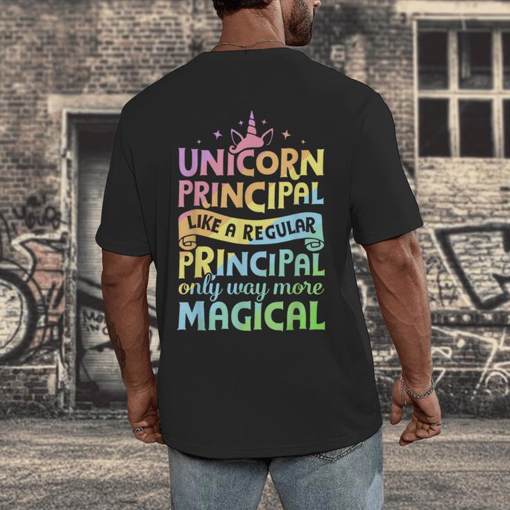 Unicorn Principal Back To School Teacher Appreciation Men's Back Print T-Shirt, funny design