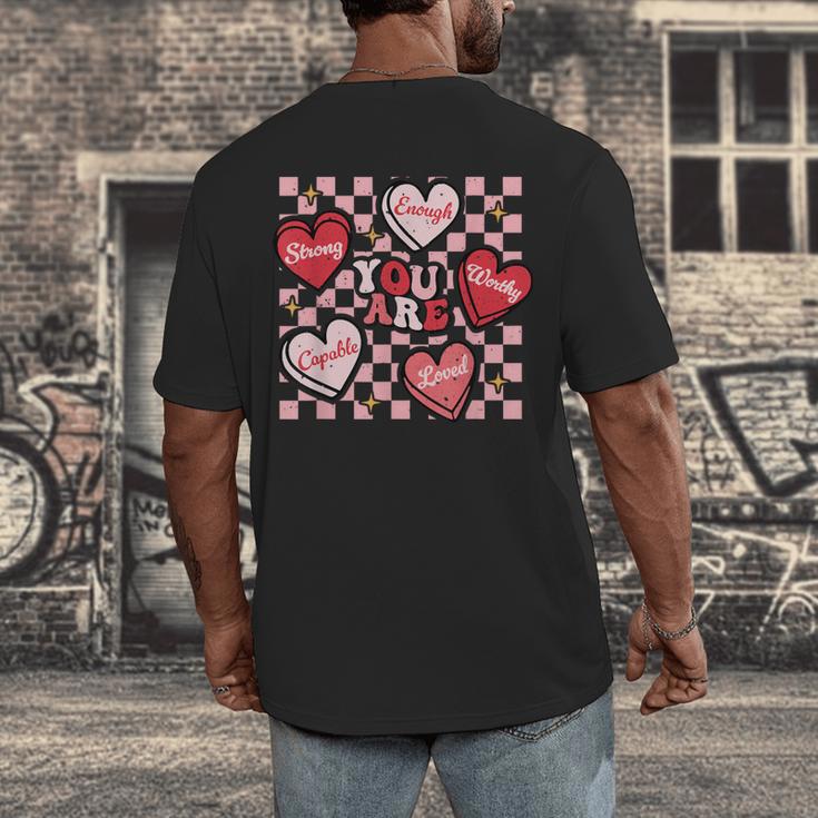 Valentine You Are Loved Worthy Enough Candy Heart Teacher For Men Women Girls Kids Men's Back Print T-Shirt, funny design Valentine You Are Loved Worthy Enough Candy Heart Teacher For Men Women Girls Kids Men's Back Print T-Shirt, funny design