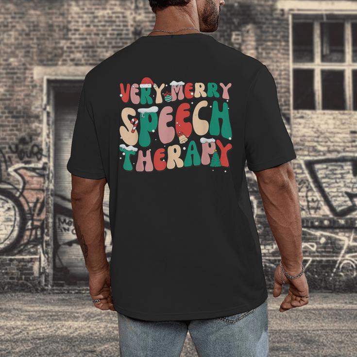 Verry Merry Speech Language Pathologist Teacher Christmas Men's Back Print T-Shirt, funny design Verry Merry Speech Language Pathologist Teacher Christmas Men's Back Print T-Shirt, funny design