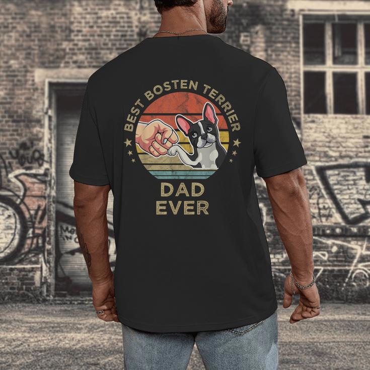 Vintage Best Boston Terrier Dad Ever Dog Father Father's Day Men Girls Kids Men's Back Print T-Shirt, funny design