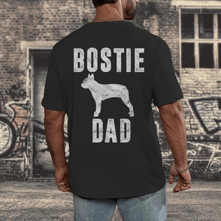 Vintage Boston Terrier Dad Dog Daddy Bostie Father Men's Back Print T-Shirt, funny design