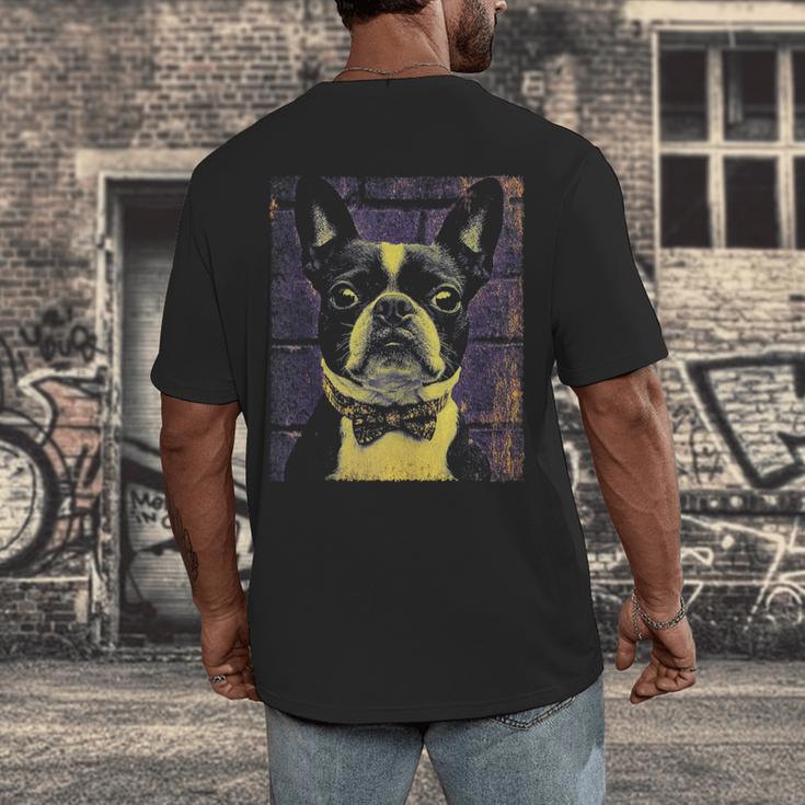 Vintage Boston Terrier Dog Men's Back Print T-Shirt, funny design