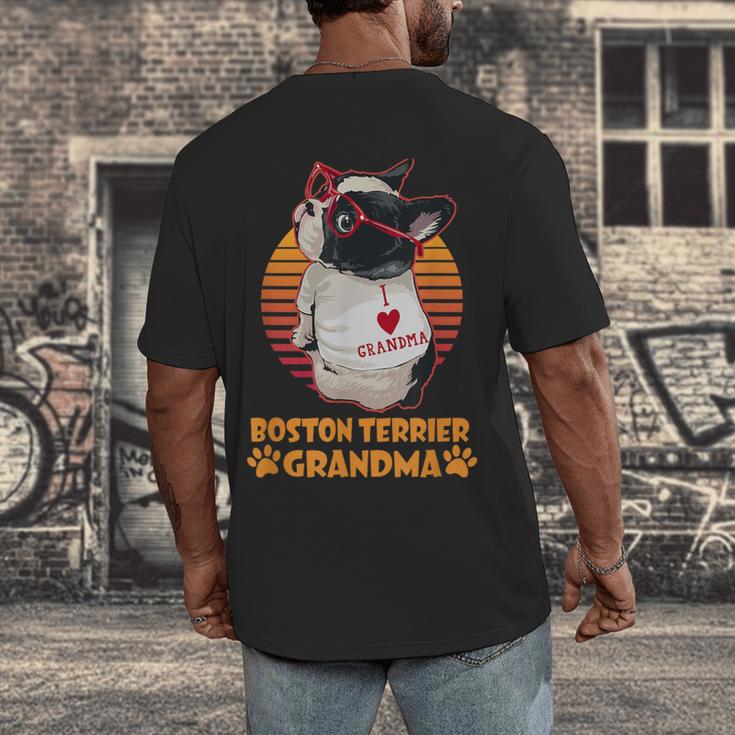 Vintage Boston Terrier Grandma Wear Sunglasses Dog Lover Men Women Girls Kids Men's Back Print T-Shirt, funny design