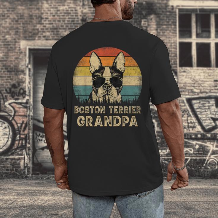 Vintage Boston Terrier Grandpa Dog Lovers Father's Day Men's Back Print T-Shirt, funny design