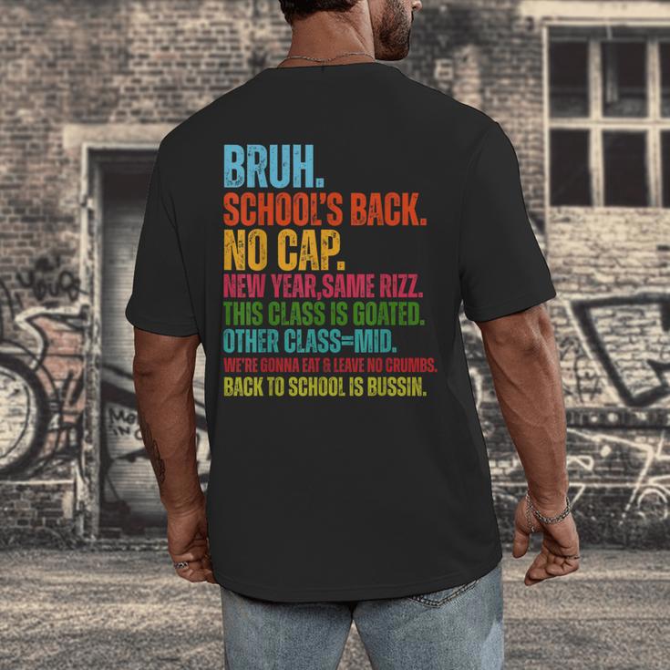 Vintage Bruh We Back No Cap Bruh We'Re Back Student Teacher Men's Back Print T-Shirt, funny design