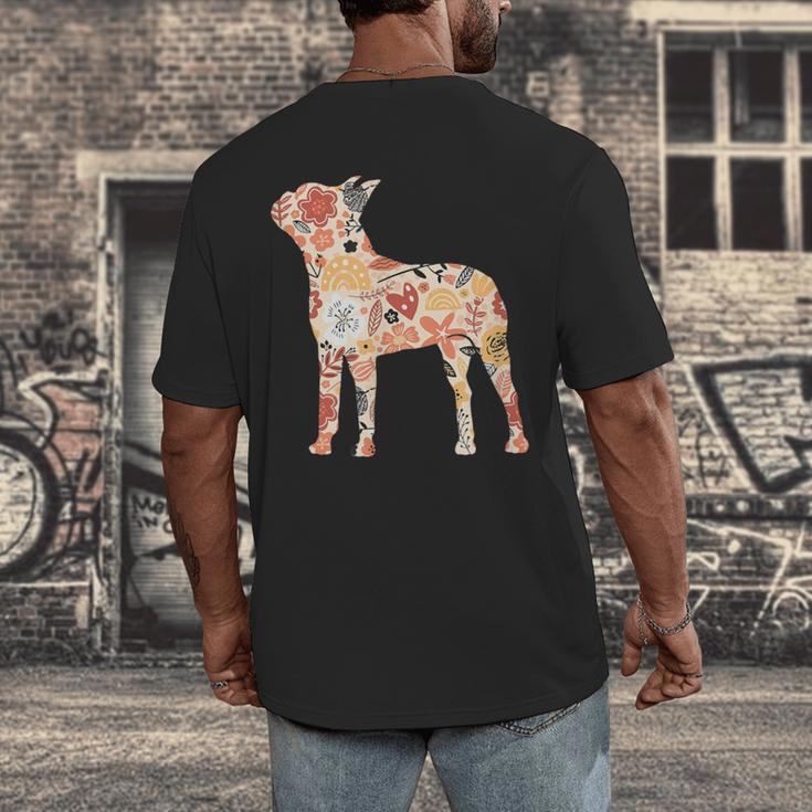 Vintage Floral Boston Terrier For Dog Lover Men's Back Print T-Shirt, funny design