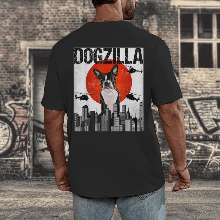 Vintage Japanese Dogzilla Boston Terrier Men's Back Print T-Shirt, funny design