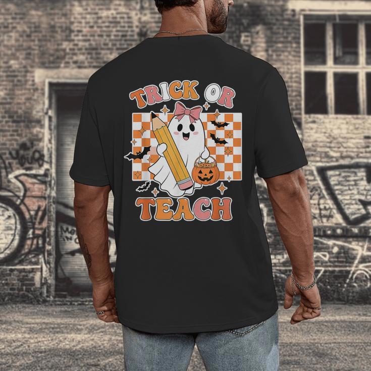 Vintage Teacher Shirt Women Trick Or Teach Halloween Men's Back Print T-Shirt, funny design Vintage Teacher Shirt Women Trick Or Teach Halloween Men's Back Print T-Shirt, funny design