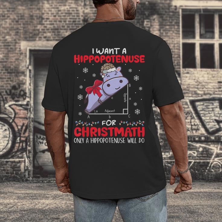I Want A Hippopotenuse For Christmath Math Teacher Christmas Men's Back Print T-Shirt, funny design I Want A Hippopotenuse For Christmath Math Teacher Christmas Men's Back Print T-Shirt, funny design
