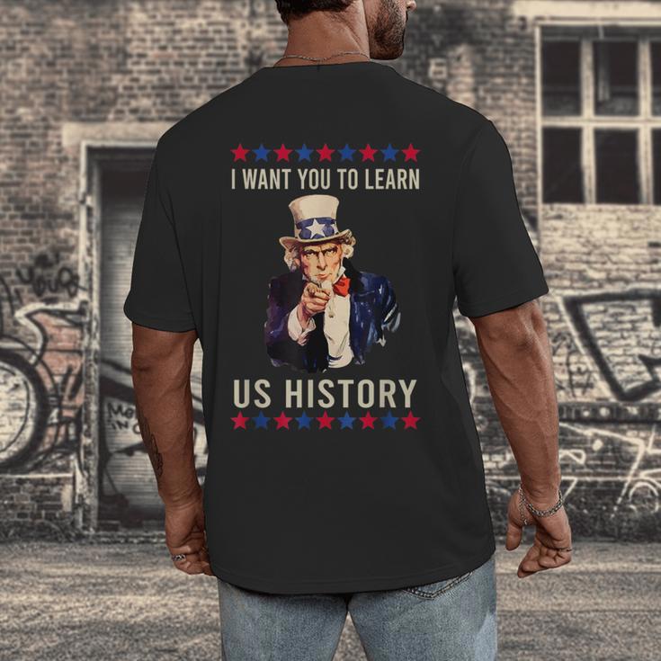 I Want You To Learn US History American Teacher School For Men Women Men's Back Print T-Shirt, funny design I Want You To Learn US History American Teacher School For Men Women Men's Back Print T-Shirt, funny design