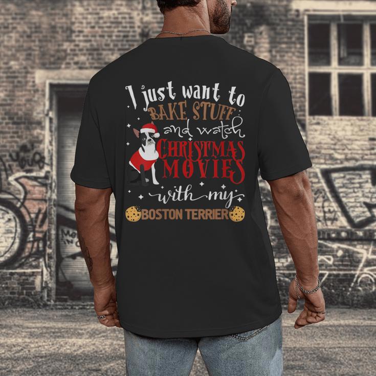 Watch Christmas Movies With My Boston Terrier Bostie Men's Back Print T-Shirt, funny design
