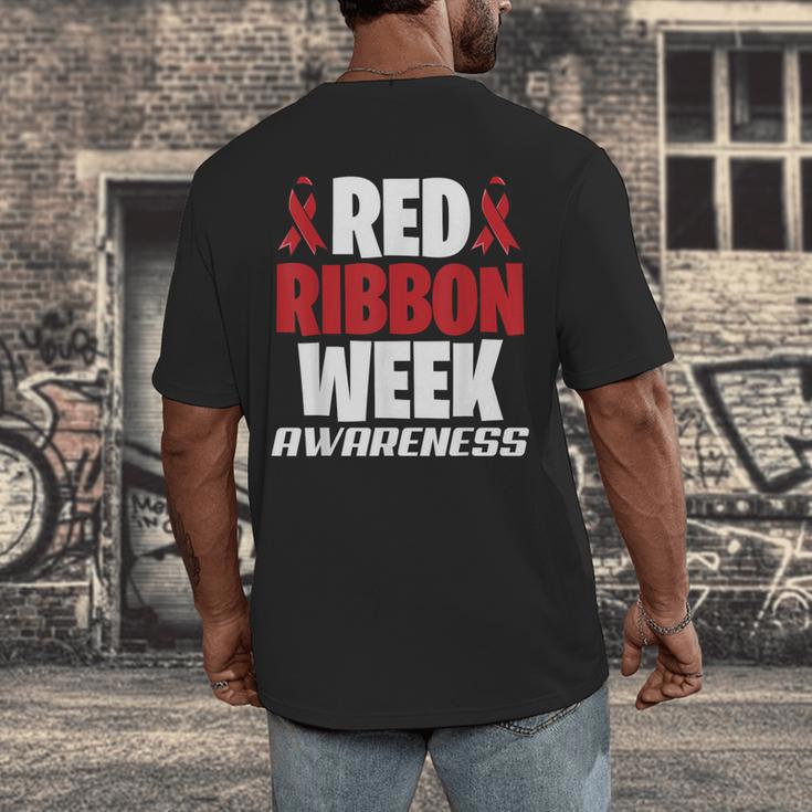 We Wear Red For Red Ribbon Week Awareness Mothers Teachers Men's Back Print T-Shirt, funny design We Wear Red For Red Ribbon Week Awareness Mothers Teachers Men's Back Print T-Shirt, funny design