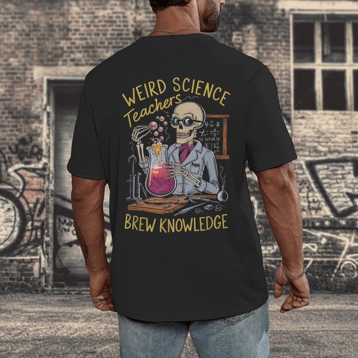 Weird Science Skeleton Halloween Teachers Brew Knowledge Men's Back Print T-Shirt, funny design Weird Science Skeleton Halloween Teachers Brew Knowledge Men's Back Print T-Shirt, funny design